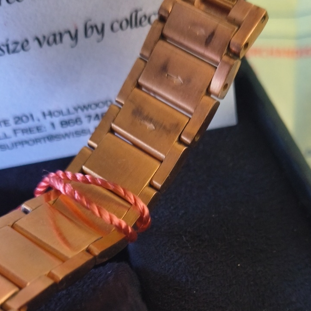 Gold Rectangular Watch with Brown Strap - image 7